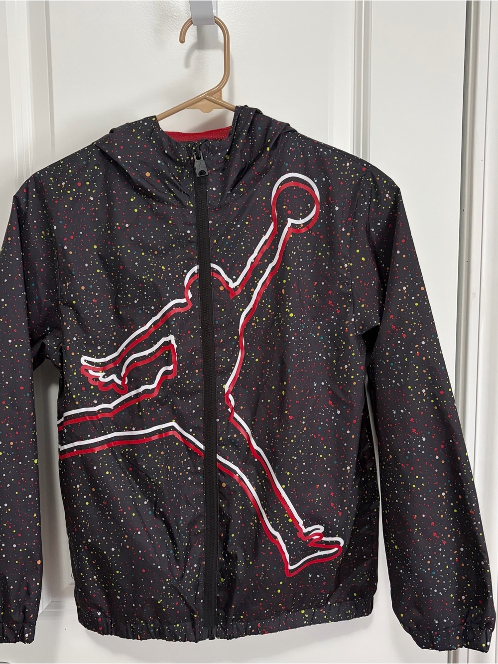 Jordan Black Speckle-Print Hoodie with Red Jumpman